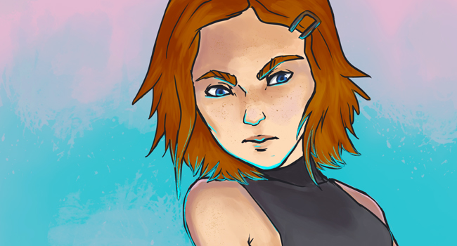 Digital painting of Liza from the game Exit/Corners