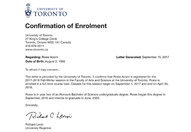 An example of what the final generated letter looks like.