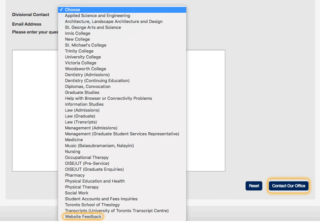 A screenshot of the old contact mechanism design that needed to be improved.